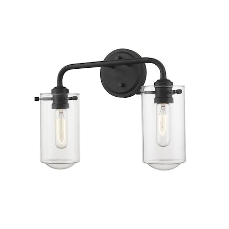 Z-Lite Delaney 2 Light Vanity, Matte Black & Clear 471-2V-MB